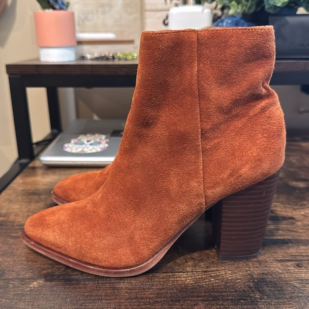 Sam Edelman Rust Brownieh Orange Booties size 7 - Picture 3 of 11